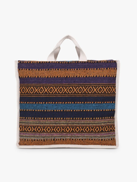 

Anekaant Yellow & Purple Self Design Tote Bag