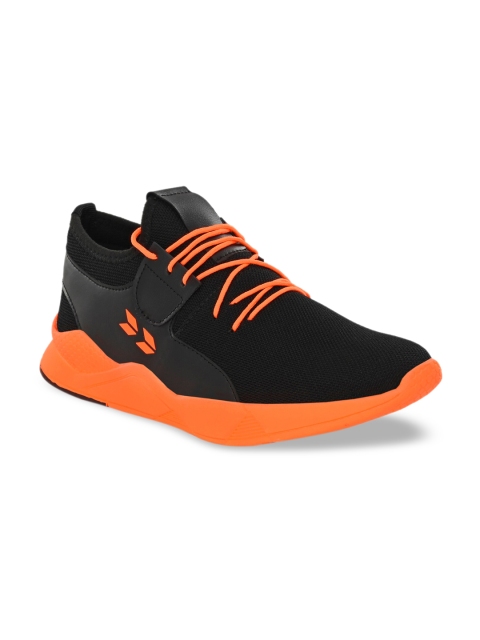

Crew STREET Men Black & Orange Mesh Training or Gym Non-Marking Shoes