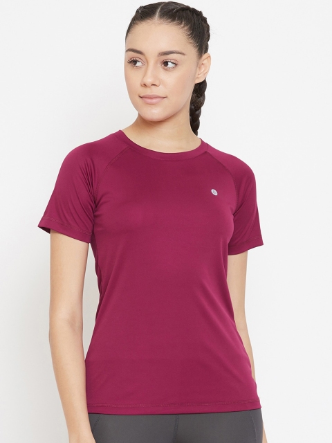 

Athleto Women Purple Solid Round Neck T-shirt