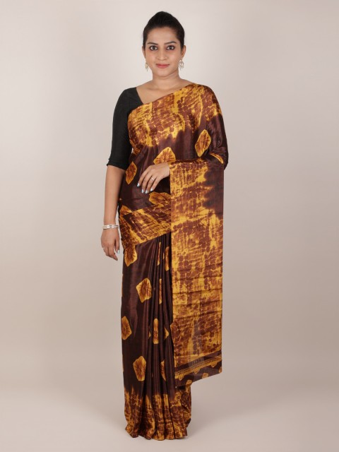 

Pothys Brown Dyed Poly Crepe Saree