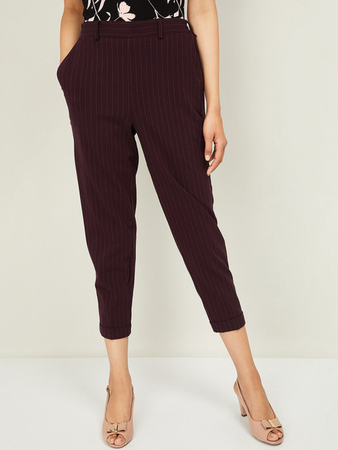 

CODE by Lifestyle Women Burgundy Solid Trousers