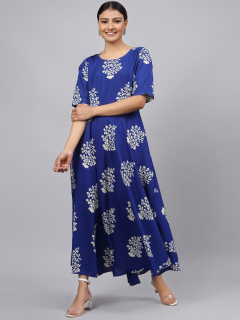 

ANAISA Women Blue Printed Maxi Dress