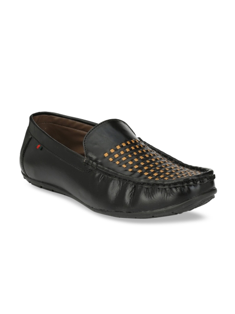 

Guava Men Black & Tan Brown Woven Design Loafers