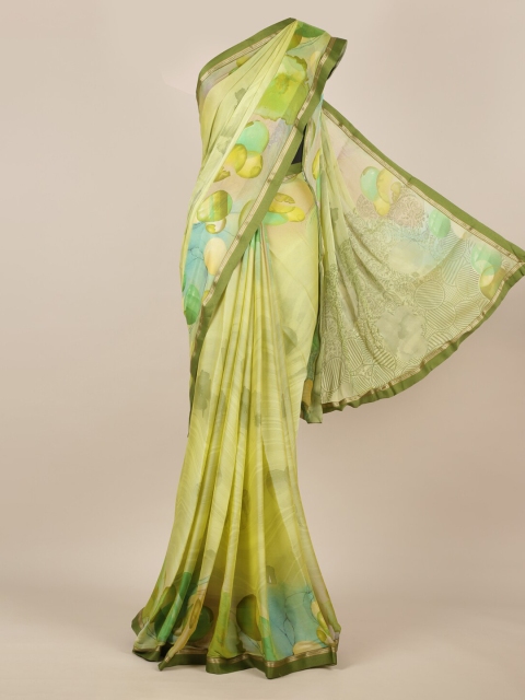 

Pothys Green Printed Poly Chiffon Saree