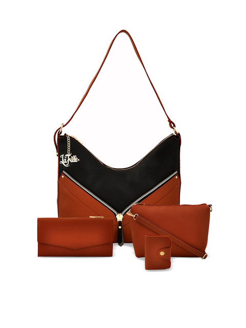 

LaFille Brown Colourblocked Shoulder Bag
