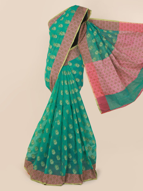 

Pothys Green Woven Design Cotton Blend Saree