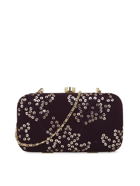

Anekaant Purple & Gold-Toned Embellished Box Clutch