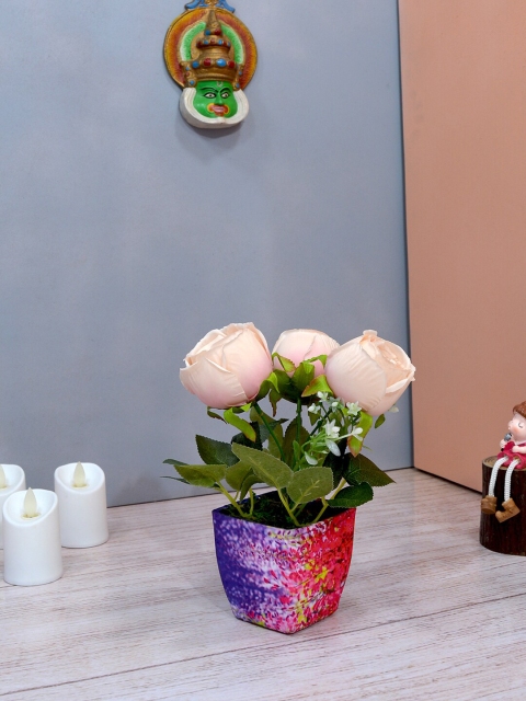 fancy mart Pink & Green Artificial Rose Flower With Pot