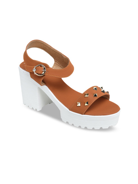 

LONDON STEPS Women Brown Embellished Block Heels