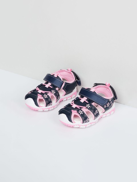

max Girls Navy Blue & Pink Comfort Sandals