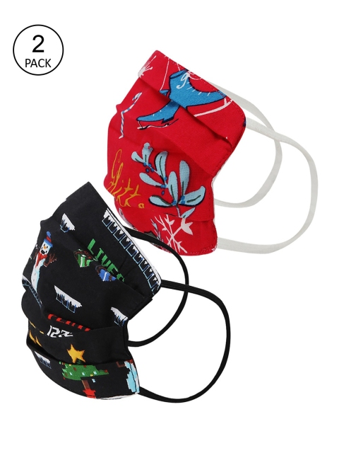 

Kazo Unisex Pack Of 2 Multicoloured Printed 2-Ply Reusable Cloth Masks, Red