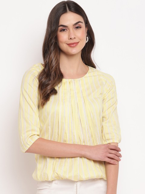 

Mayra Yellow Striped Regular Top