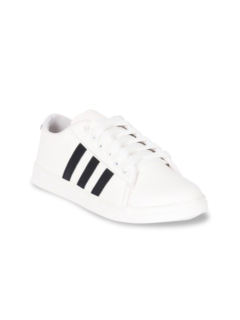 

Bella Toes Women White White Synthetic Leather Lace-Up Lightweight Casual Sneakers