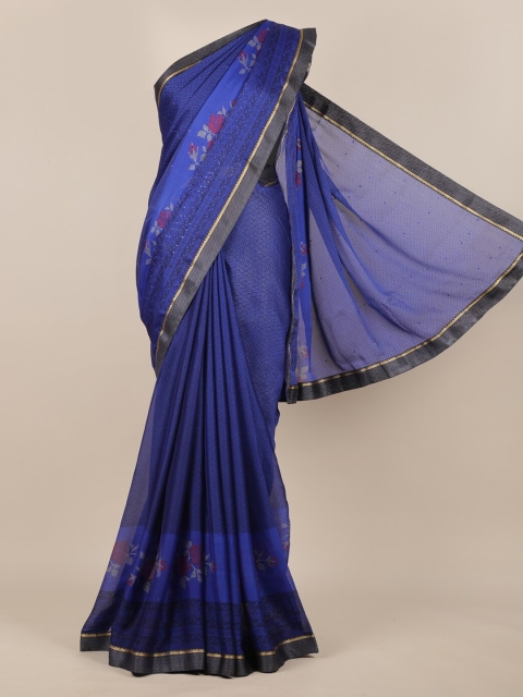 

Pothys Blue Printed Poly Chiffon Saree
