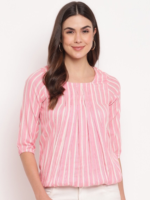 

Mayra Pink & White Striped Regular Top