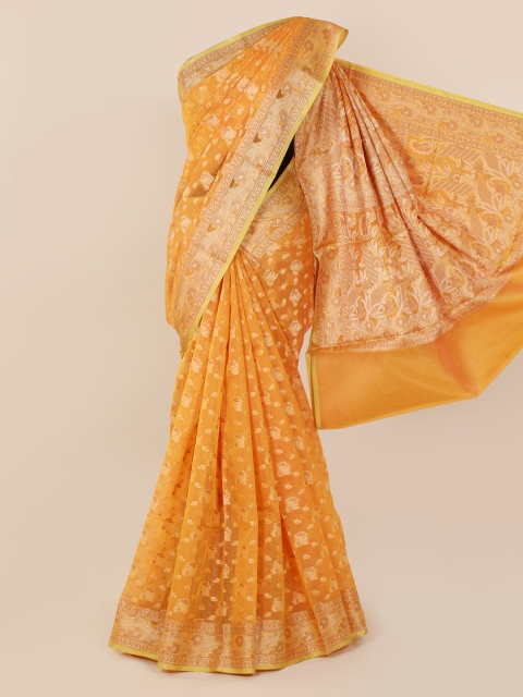 

Pothys Orange Woven Design Cotton Blend Saree