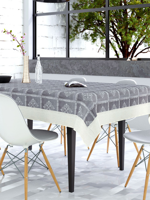 

Clasiko Grey & White Printed 6-Seater PVC Table Cover