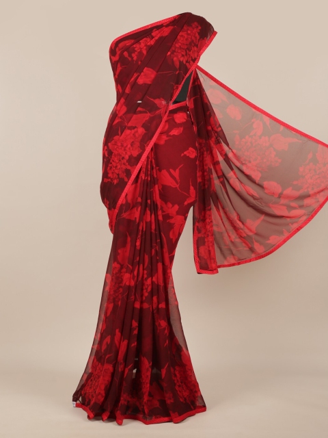 

Pothys Maroon Printed Poly Chiffon Saree