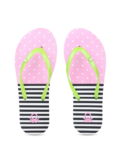 

United Colors of Benetton Women Lavender & White Printed Thong Flip-Flops