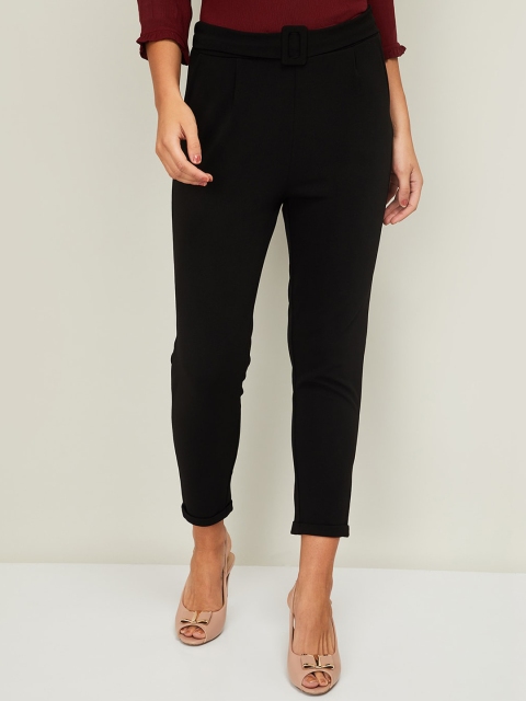 

Ginger by Lifestyle Women Black Regular Fit Solid Regular Trousers