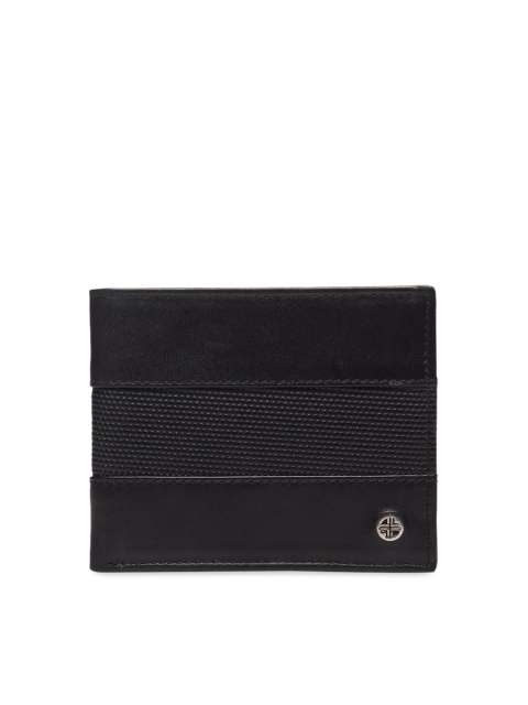 

Carlton London Men Black Textured RFID Leather Two Fold Wallet