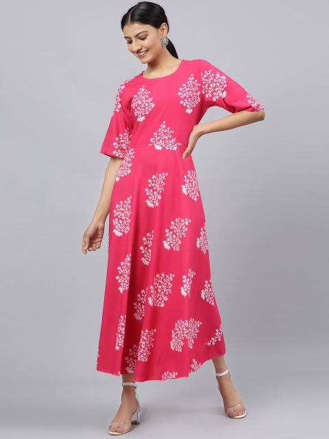 

ANAISA Women Pink Printed Maxi Dress