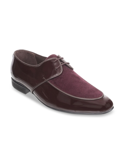 

Mochi Men Maroon Solid Leather Formal Derbys