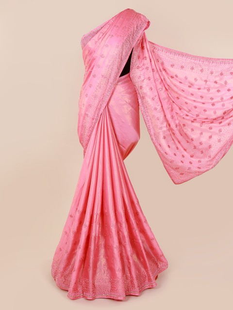 

Pothys Pink Embellished Satin Saree