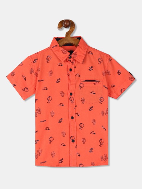 

Cherokee Boys Orange Regular Fit Printed Casual Shirt
