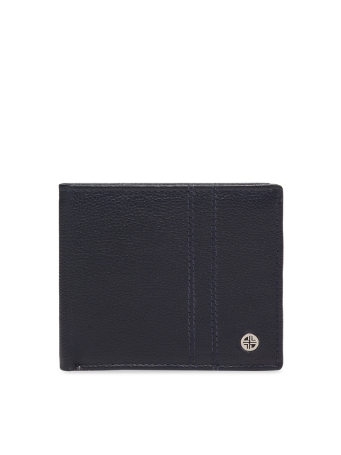 

Carlton London Men Navy Blue & Brown RFID Leather Two Fold Wallet