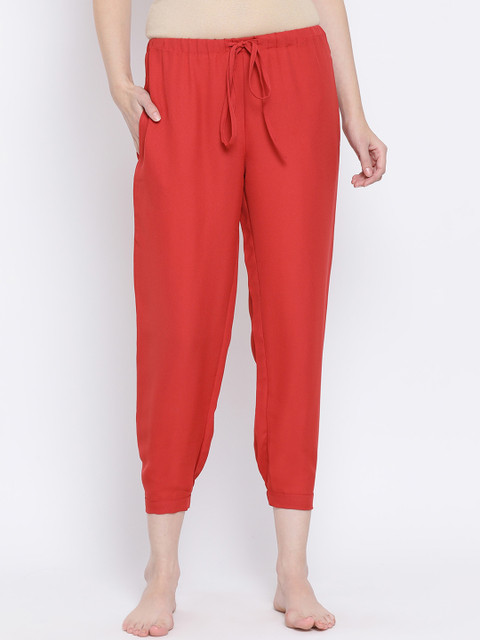 

Clovia Women Rust Orange Solid Lounge Pants