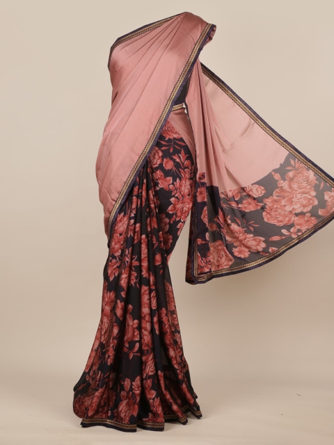 

Pothys Pink Floral Printed Poly Chiffon Saree