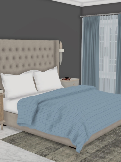 

BIANCA Blue Checked AC Room 300 GSM Double Bed Comforter