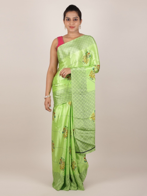 

Pothys Green Printed Poly Crepe Saree
