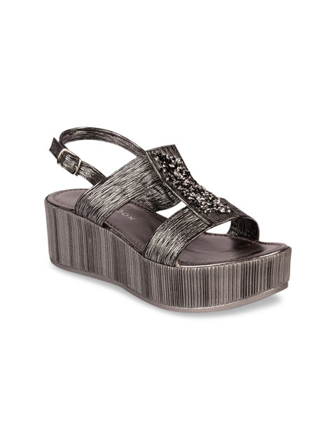 

Vanilla Moon Women Gunmetal-Toned Solid Heels, Metallic