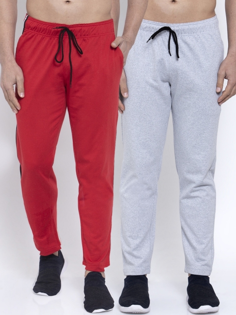 

NEUDIS Men Pack of 2 Pure Cotton Solid Track Pants, Red