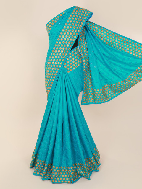 

Pothys Blue Solid Art Silk Saree