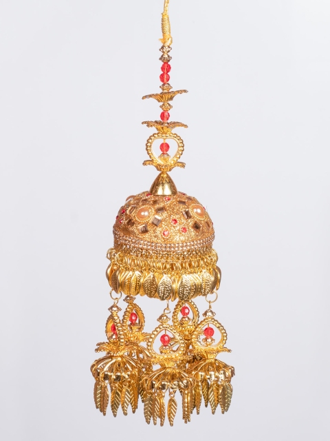 

MORKANTH JEWELLERY Set Of 2 Gold-Plated Off-White & Red Pearl-Studded & Beaded Handcrafted Layered Kaleera