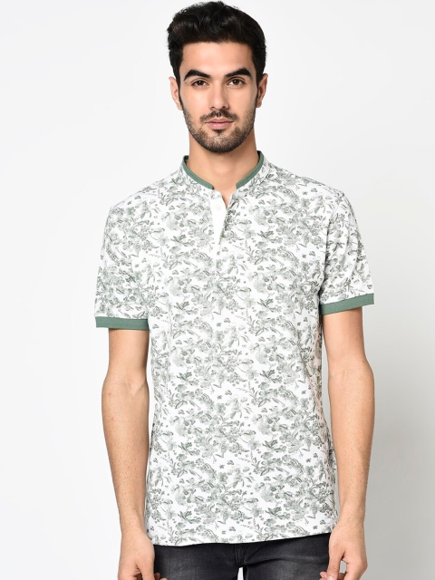 

Octave Men Green Printed Mandarin Collar T-shirt