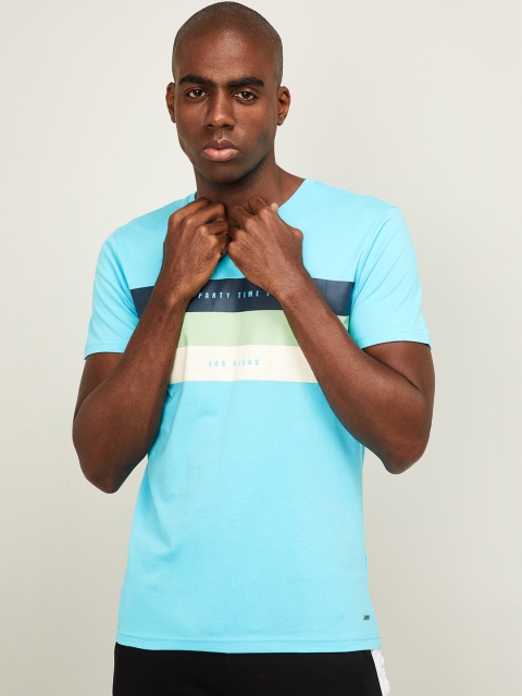 

Bossini Men Turquoise Blue Colourblocked Round Neck T-shirt
