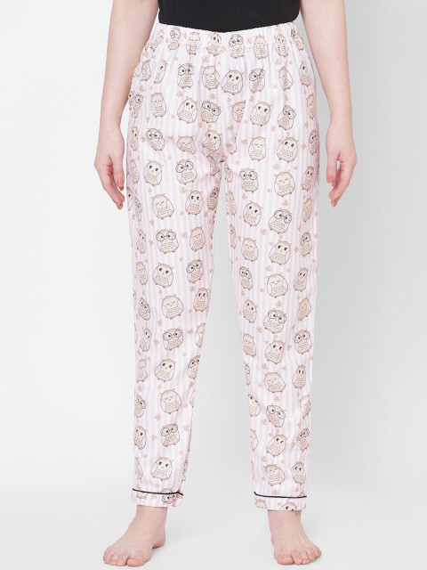 

FashionRack Women White & Pink Printed Lounge Pants