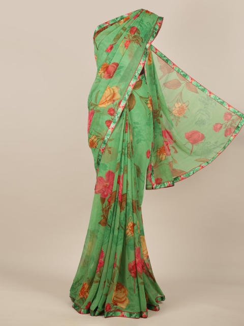 

Pothys Green Printed Poly Chiffon Saree