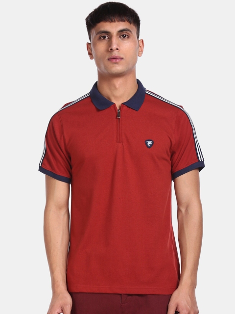 

Ruggers Men Red Solid Polo Collar T-shirt