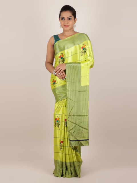 

Pothys Green Printed Poly Crepe Saree