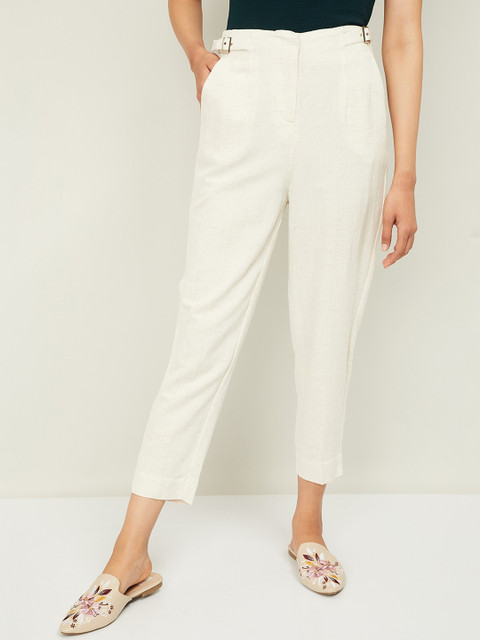 

CODE by Lifestyle Women Beige Regular Fit Solid Peg Trousers