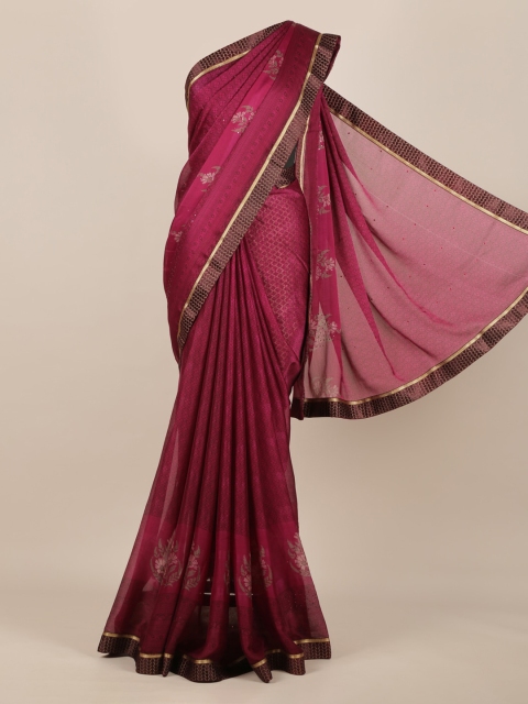 

Pothys Purple Woven Design Poly Chiffon Saree