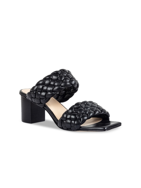 

Vanilla Moon Women Black Woven Design Block Heels