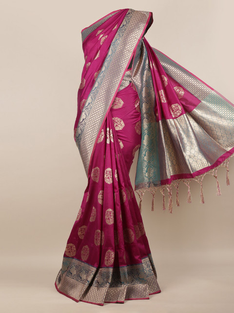 

Pothys Magenta Woven Design Jute Silk Saree
