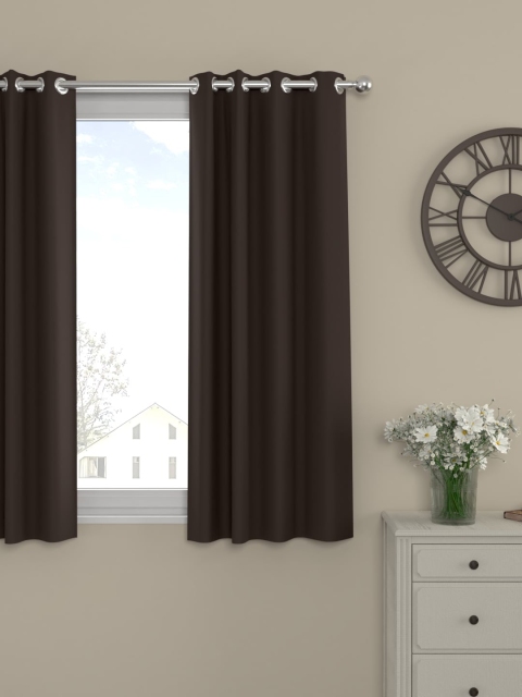 

ROSARA HOME Coffee Brown Single Black Out Window Curtain