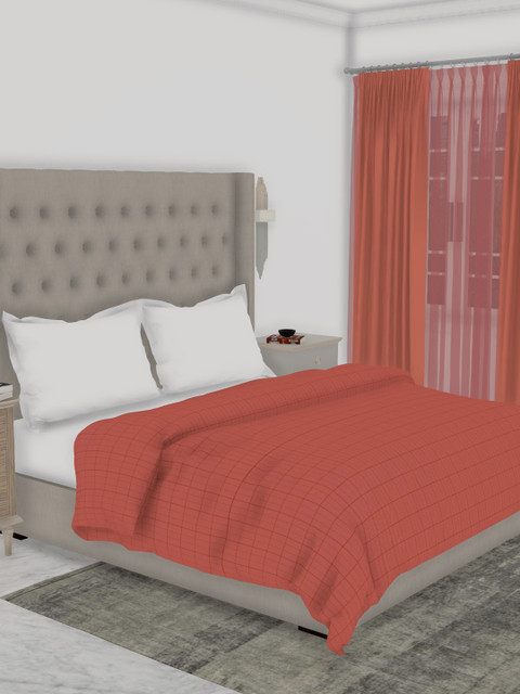 

BIANCA Rust Checked AC Room 300 GSM Double Bed Comforter